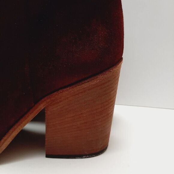 NOW Made in Italy Suede Slip-On Ankle Boot Block Heel Maroon Wine Red Sz Euro 40 - Picture 9 of 16